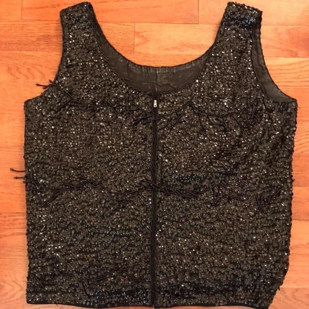 VINTAGE 70S SWING BEADED TOP PARTY. DINNER FORMAL LARGE - Picture 2 of 4